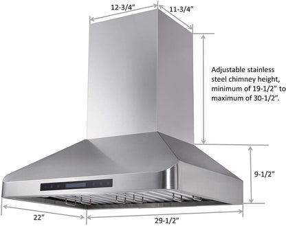 Combo Awoco 30” Freestanding 4 Burners Range with 30'' RH-WT-30 Wall Mount Range Hood