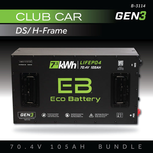 Eco Battery 70V 105AH Battery Bundle / Club Car DS / H-Frame - B-3114