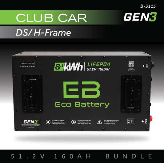 Eco Battery 51V 160AH Battery Bundle / Club Car DS / H-Frame - B-3115