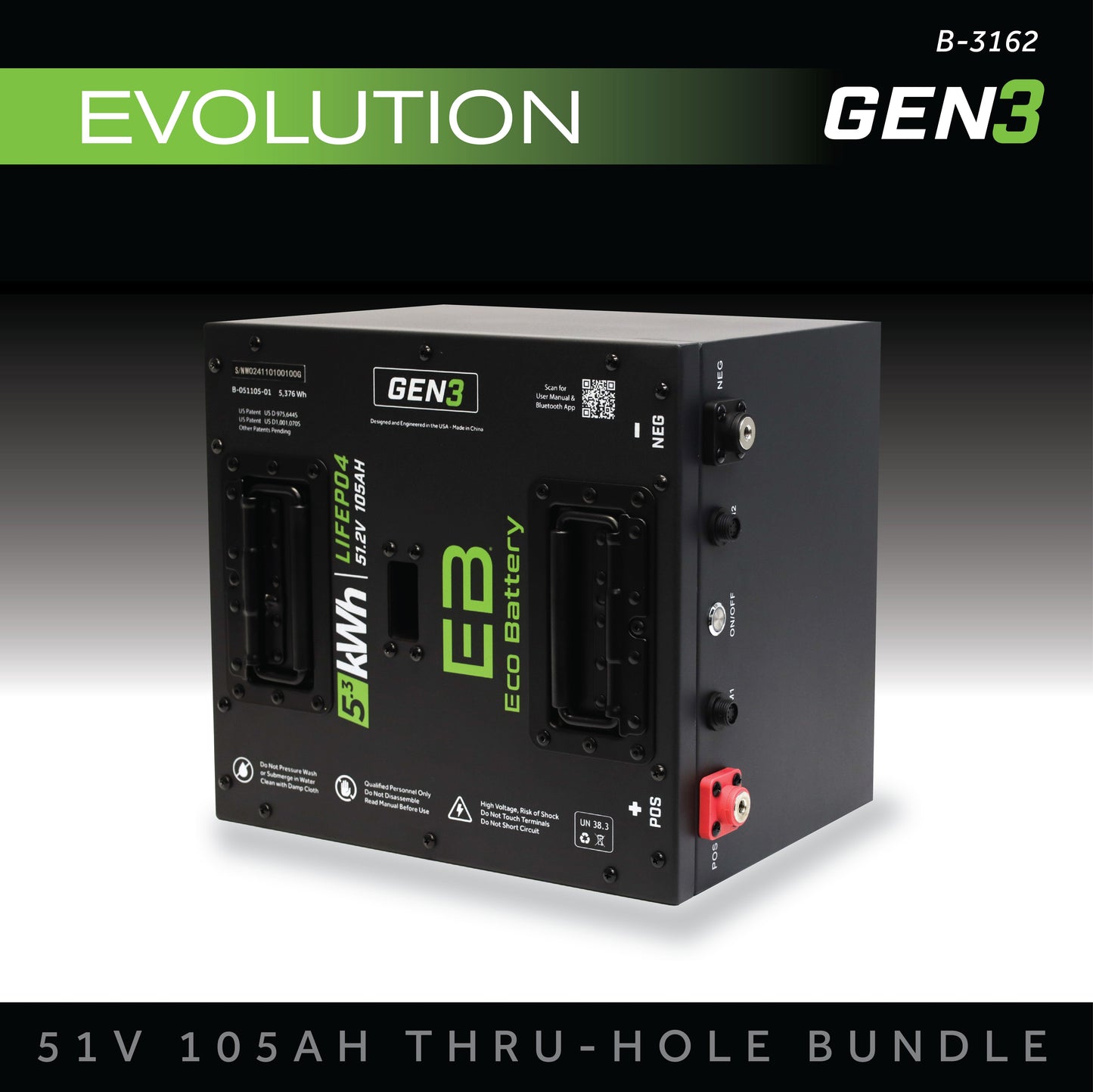 Eco Battery 51V 105AH Thru-Hole Battery Bundle / Evolution (9-Pin Only) - B-3162
