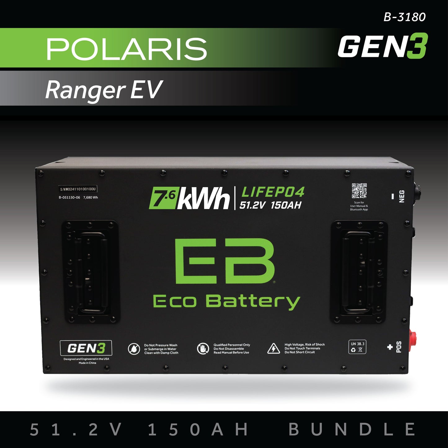 Eco Battery 51V 150AH Battery Bundle / Polaris Ranger EV - B-3180