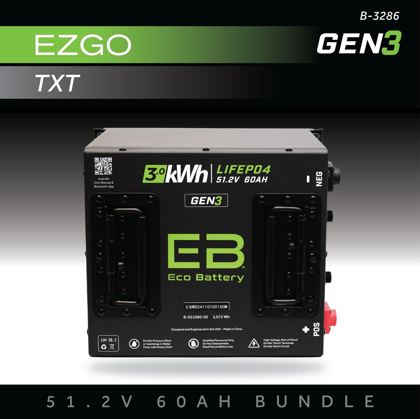 Eco Battery 51V 60AH Battery Bundle / EZGO TXT - B-3286