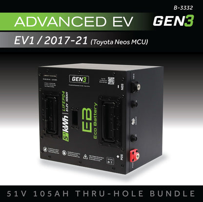 Eco Battery 51V 105AH Thru-Hole Battery Bundle / Advanced EV EV1 / 2017-21 (Toyota Neos MCU) - B-3332