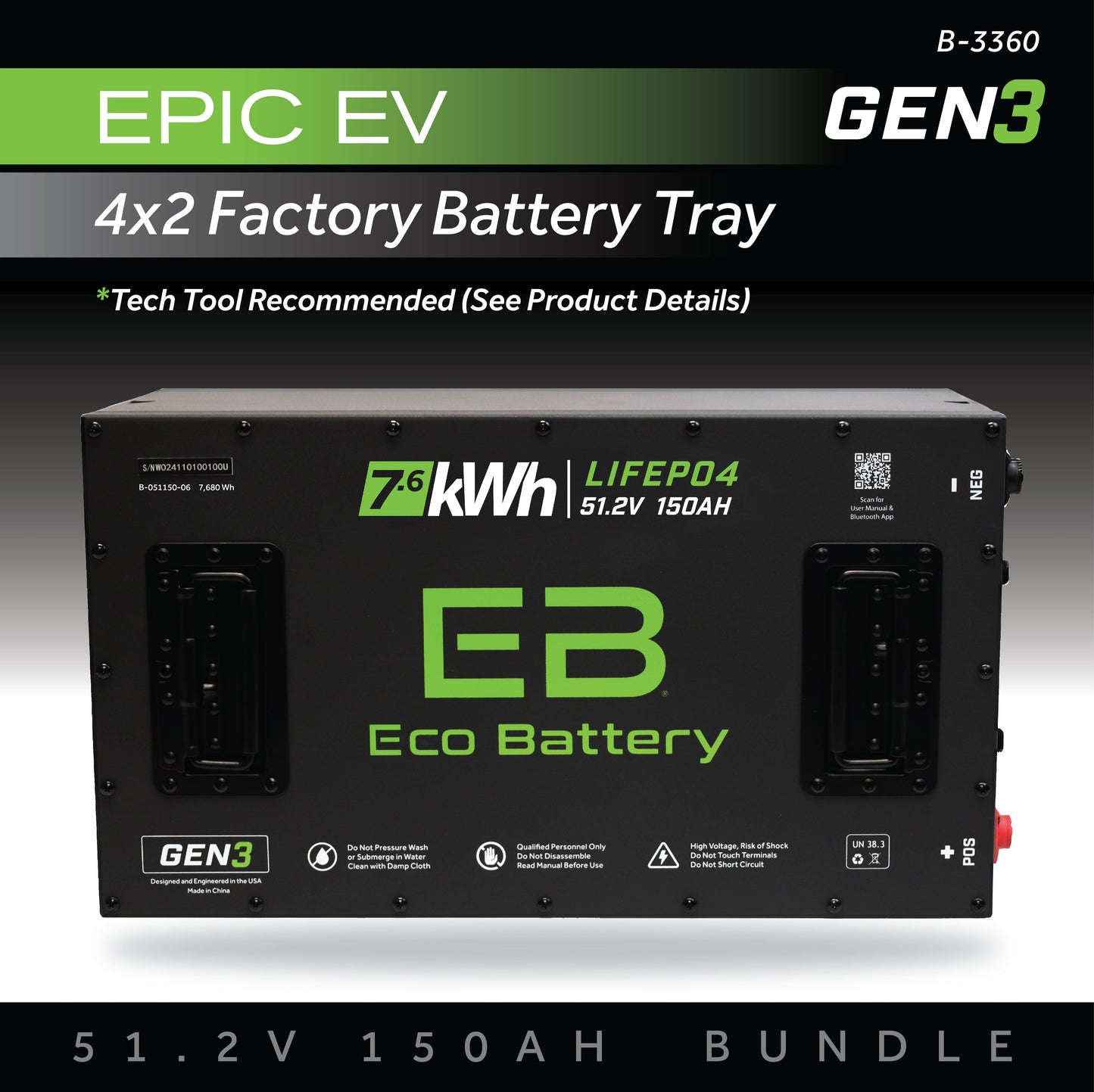 Eco Battery 51V 150AH Battery Bundle / Epic EV (4 x 2 Factory Battery Tray Bundle) - B-3360