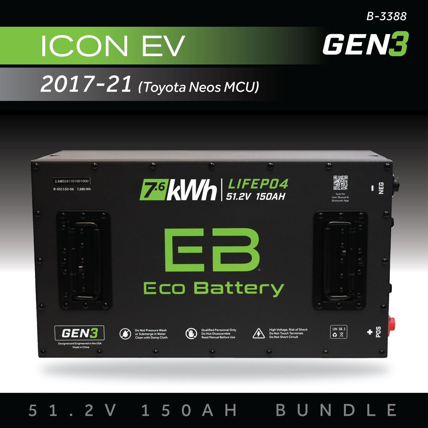 Eco Battery 51V 150AH Battery Bundle / ICON EV / 2017-21 (Toyota Neos MCU) - B-3388