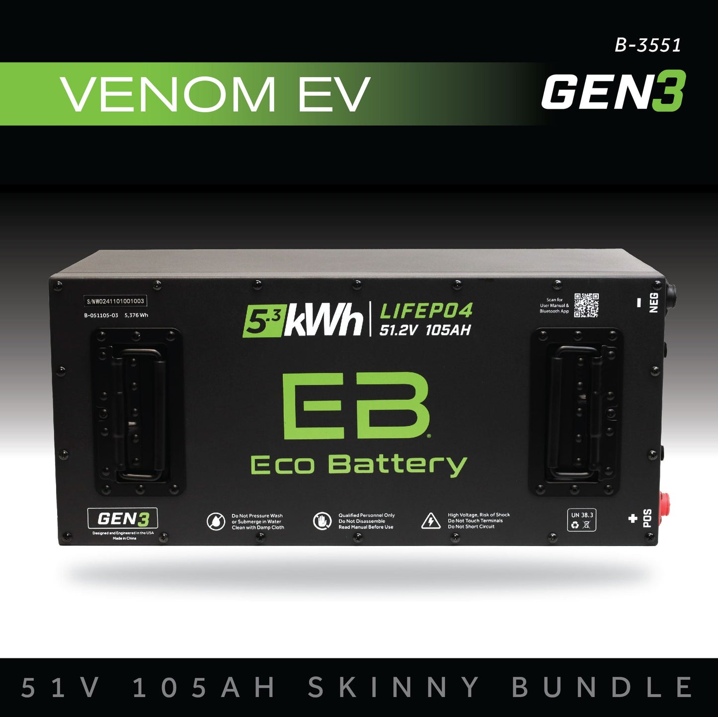 Eco Battery 51V 105Ah Skinny Battery Bundle / Venom - B-3551