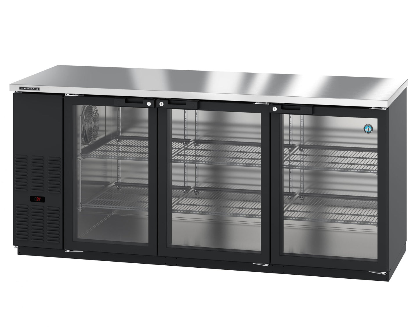 Hoshizaki  | 80" Wide 3 Glass Door Black Vinyl Back Bar - BB80-G