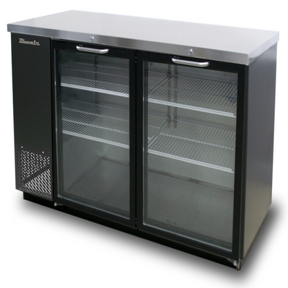 Blue Air BBB59-2BG-HC | 59" Wide 2 Door Black Vinyl Stainless Steal Back Bar - BBB59-2BG-HC