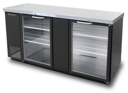 Blue Air BBB69-3BG-HC | 69" Wide 2 Door Black Vinyl Stainless Steal Back Bar - BBB69-3BG-HC