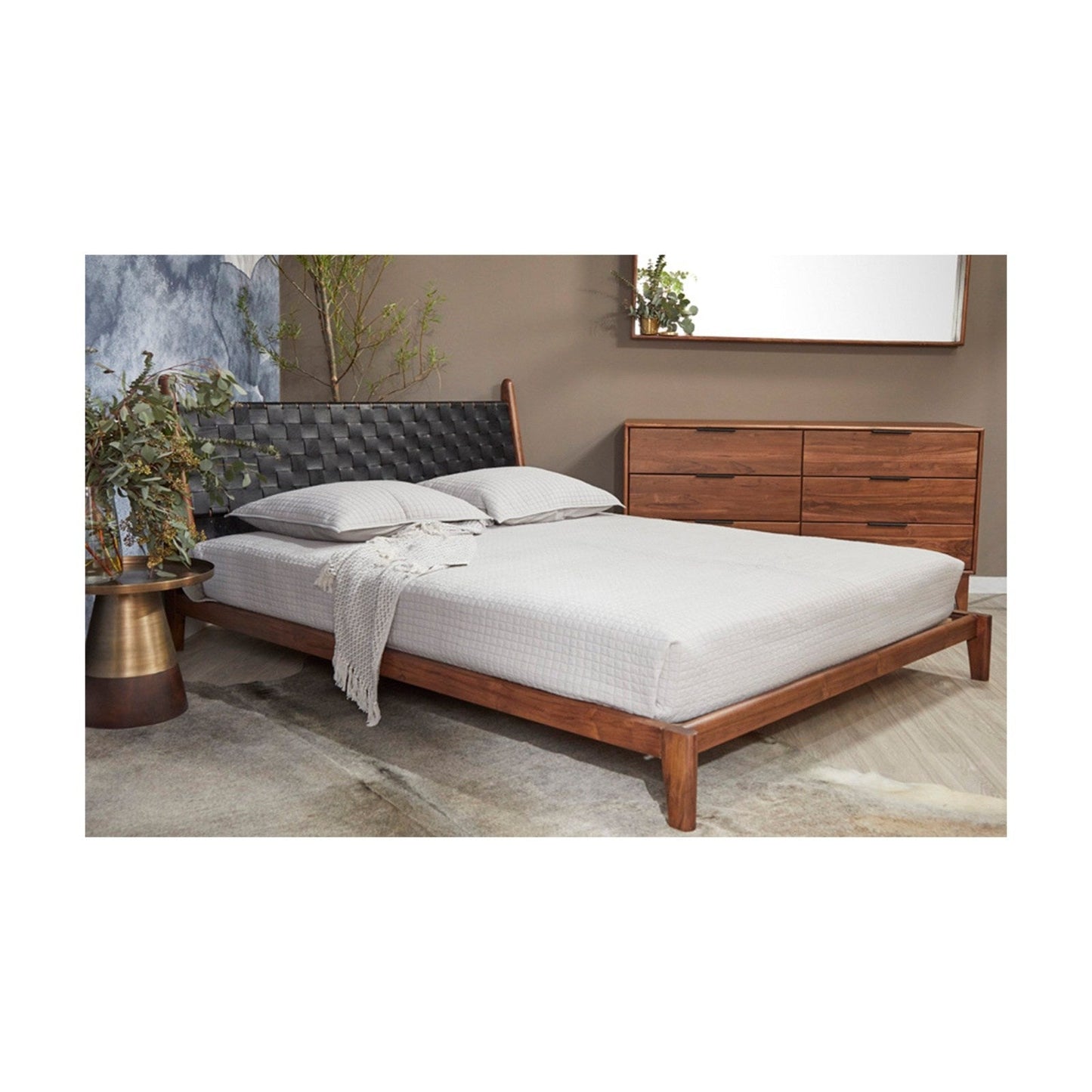 Union Home Cove King Bed - Black Leather - BDM00061