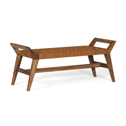 Union Home Cove Bench - Brown Leather -  BDM00071