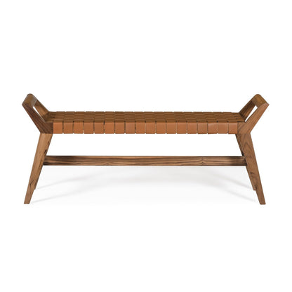 Union Home Cove Bench - Brown Leather -  BDM00071