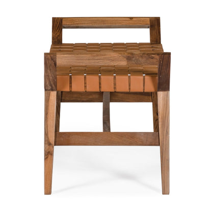 Union Home Cove Bench - Brown Leather -  BDM00071