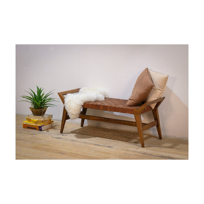 Union Home Cove Bench - Brown Leather -  BDM00071