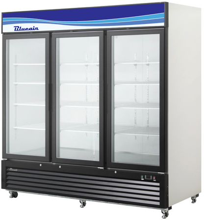 Blue Air BKGM72-HC | 82" Wide 3 Swing Door White Merchandiser Refrigerator - BKGM72-HC