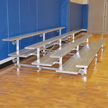 Bleacher 4 Row 15' Tip & Roll Preferred Portable Aluminum - BLDP-4TRG