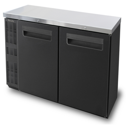 Blue Air BNB-72BT-HC | 72" Wide Narrow 3 Door Black Vinyl Stainless Steal Back Bar - BNB-72BT-HC