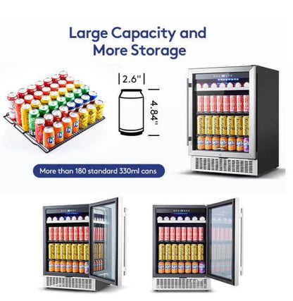 BODEGA Beverage Refrigerator 24 Inch 180 Cans Beer Fridge