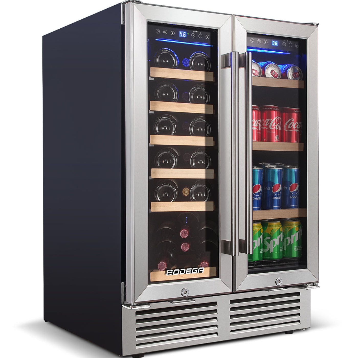 BODEGAcooler 24" Wine and Beverage Cooler Dual Zone 19 Bottles and 57 Cans