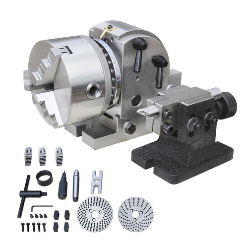 KAKA INDUSTRIAL Semi-Universal Dividing Head Sets BS-0/BS-1 Dividing Head Set 5"/6",with 5"/6" Chuck, Tailstock, Dividing Plates, 3-jaw Chuck Semi Universal Milling Set - 162320