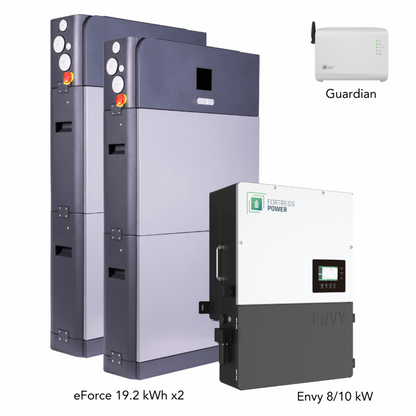 Aims Power Hybrid Power Kit | 10kW 120/240 Output 48VDC - 57.6kWh System Bundle | Envy10 Hybrid Inverter + 2 x eForce 28.8 Stackable Lithium Battery | Guardian Battery Monitor - Envy10+2*eForce28.8+Guardian