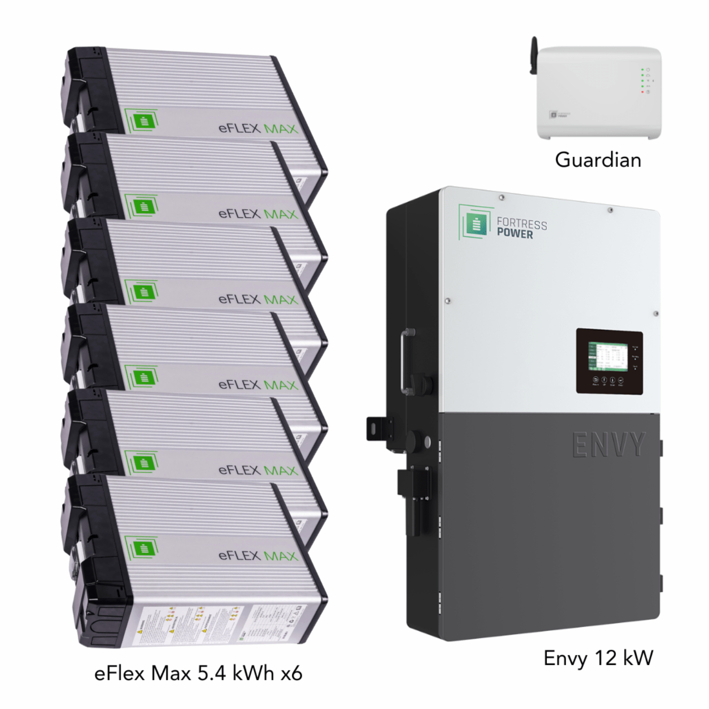 Aims Power Hybrid Power Kit | 12kW 120/240 Output 48VDC - 32.4kWh System Bundle | Envy12 Hybrid Inverter + 6 x eFlex Max Lithium Battery | Guardian Battery Monitor - Envy12+6eFlexMax+Guardian