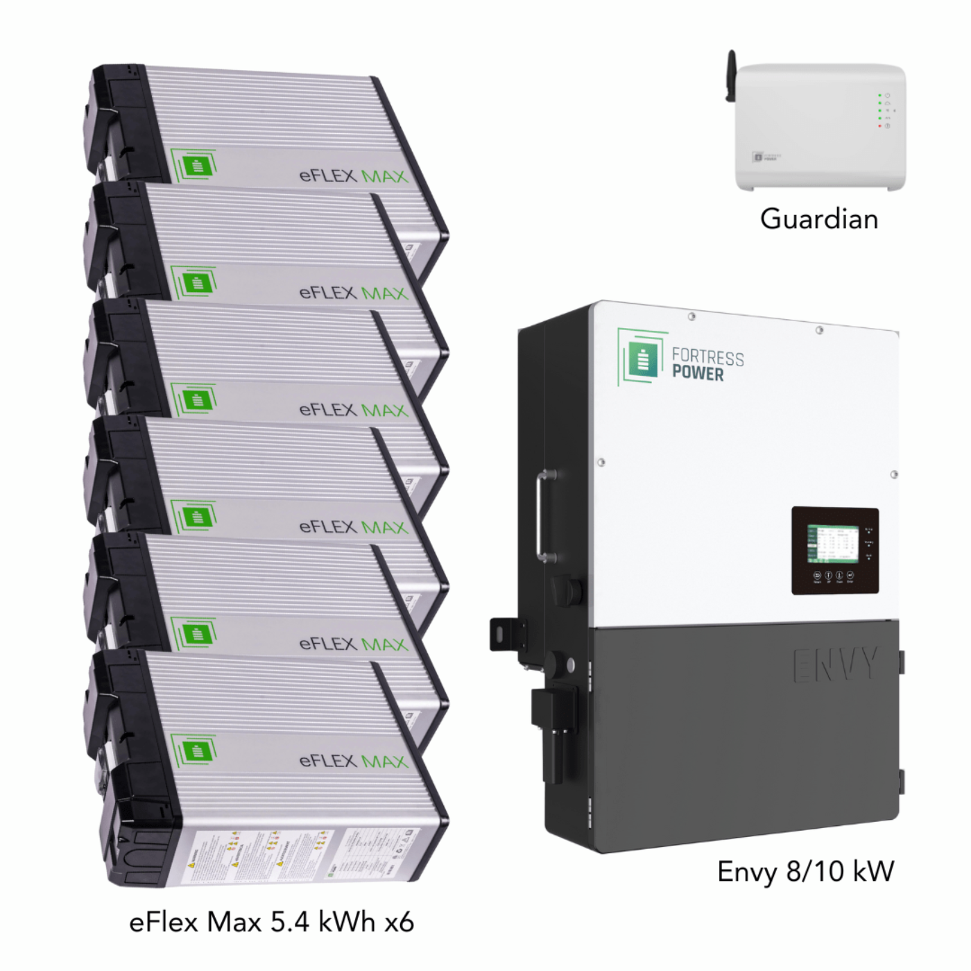 Aims Power Hybrid Power Kit | 10kW 120/240 Output 48VDC - 32.4kWh System Bundle | Envy10 Hybrid Inverter + 6 x eFlex Max Lithium Battery | Guardian Battery Monitor - Envy10+6eFlexMax+Guardian