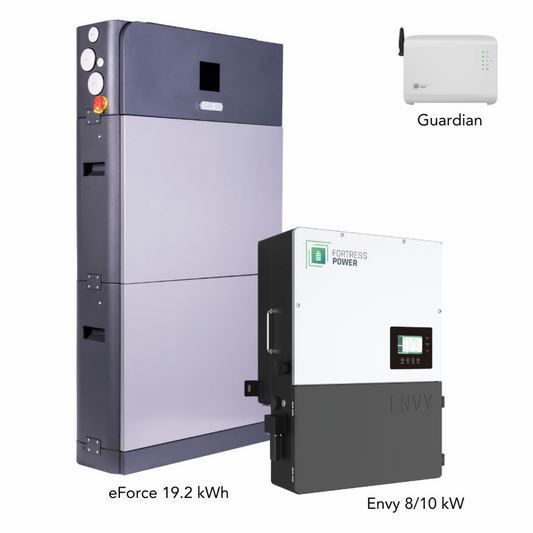 Aims Power Hybrid Power Kit | 8kW 120/240 Output 48VDC - 19.2kWh System Bundle | Envy8 Hybrid Inverter + eForce 19.2 Stackable Lithium Battery | Guardian Battery Monitor - Envy8+eForce19.2+Guardian