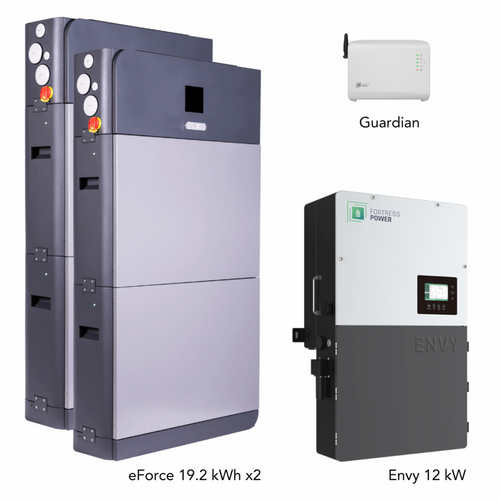 Aims Power Hybrid Power Kit | 12kW 120/240 Output 48VDC - 38.4kWh System Bundle | Envy12 Hybrid Inverter + 2 x eForce 19.2 Stackable Lithium Battery | Guardian Battery Monitor - Envy12+2*eForce19.2+Guardian