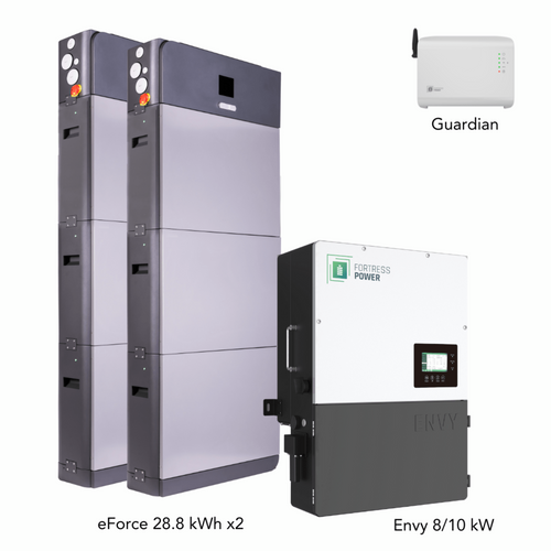 Aims Power Hybrid Power Kit | 10kW 120/240 Output 48VDC - 57.6kWh System Bundle | Envy10 Hybrid Inverter + 2 x eForce 28.8 Stackable Lithium Battery | Guardian Battery Monitor - Envy10+2*eForce28.8+Guardian