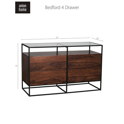 Union Home Bedford Light Brown 4 Drawer  - BDM00039