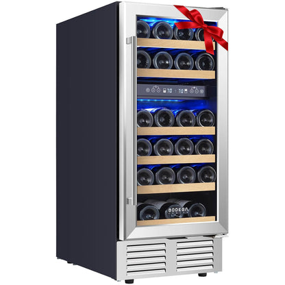 Bodega cooler 15 Inch Wine Cooler 28 Bottle Dual Zone Wine Refrigerator ‎JC-85B