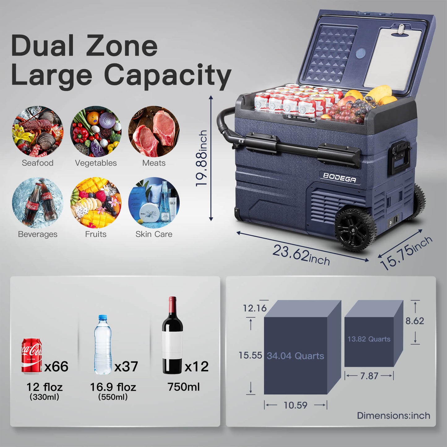 BODEGAcooler Portable Freezer 48qt/45L Dual Zone - TWW45