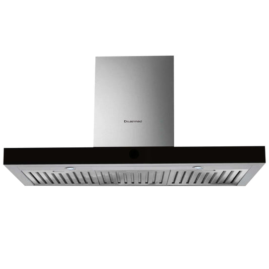 Kleenmaid 90cm wide Black Glass & Stainless Steel Wall Mounted Canopy Rangehood - RHSCK92