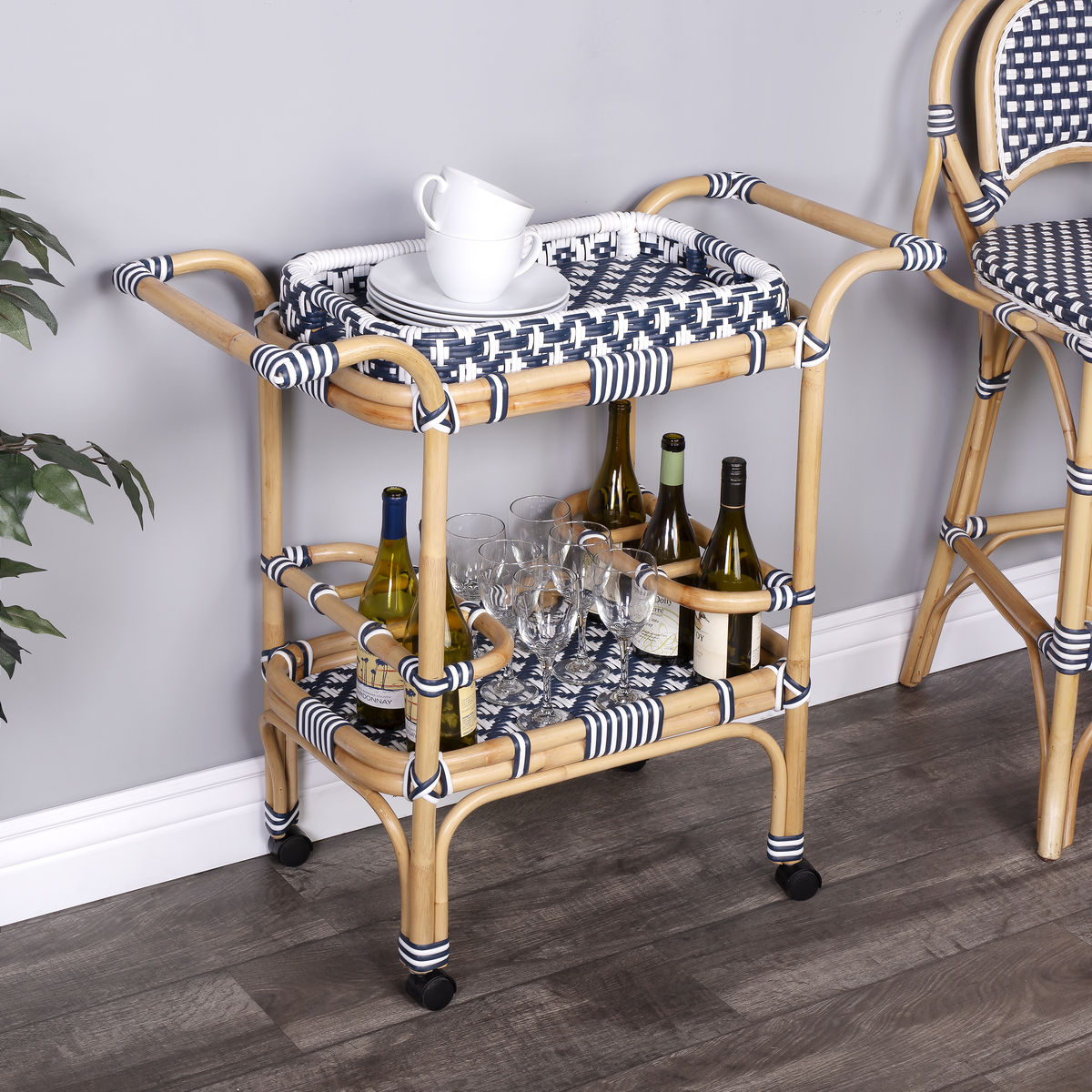 Butler Specialty Selena Rattan Bar Cart