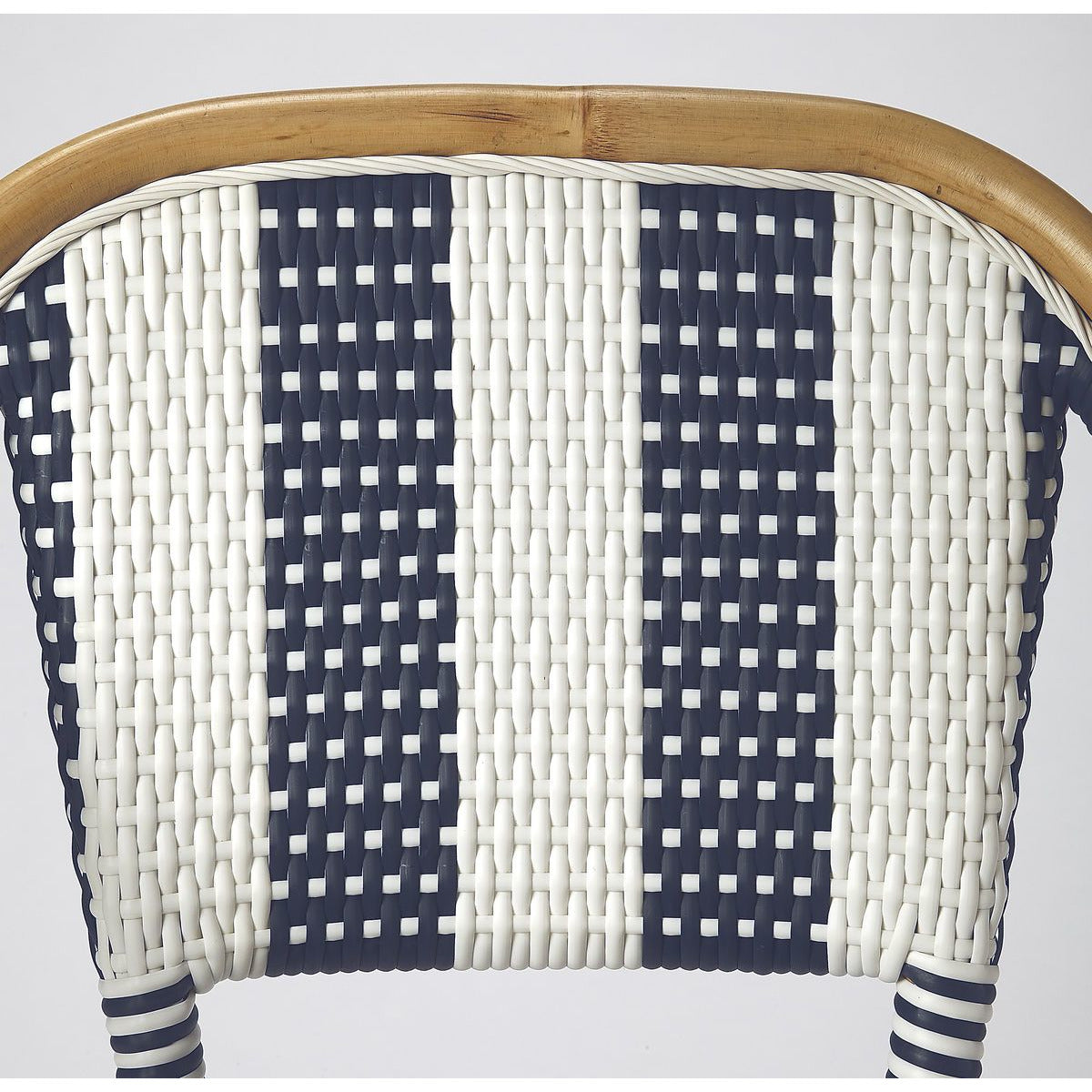 Butler Specialty Lila Blue & White Stripe Rattan Bar Stool