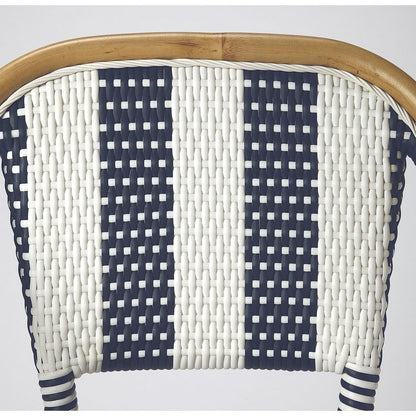 Butler Specialty Lila Blue & White Stripe Rattan Bar Stool