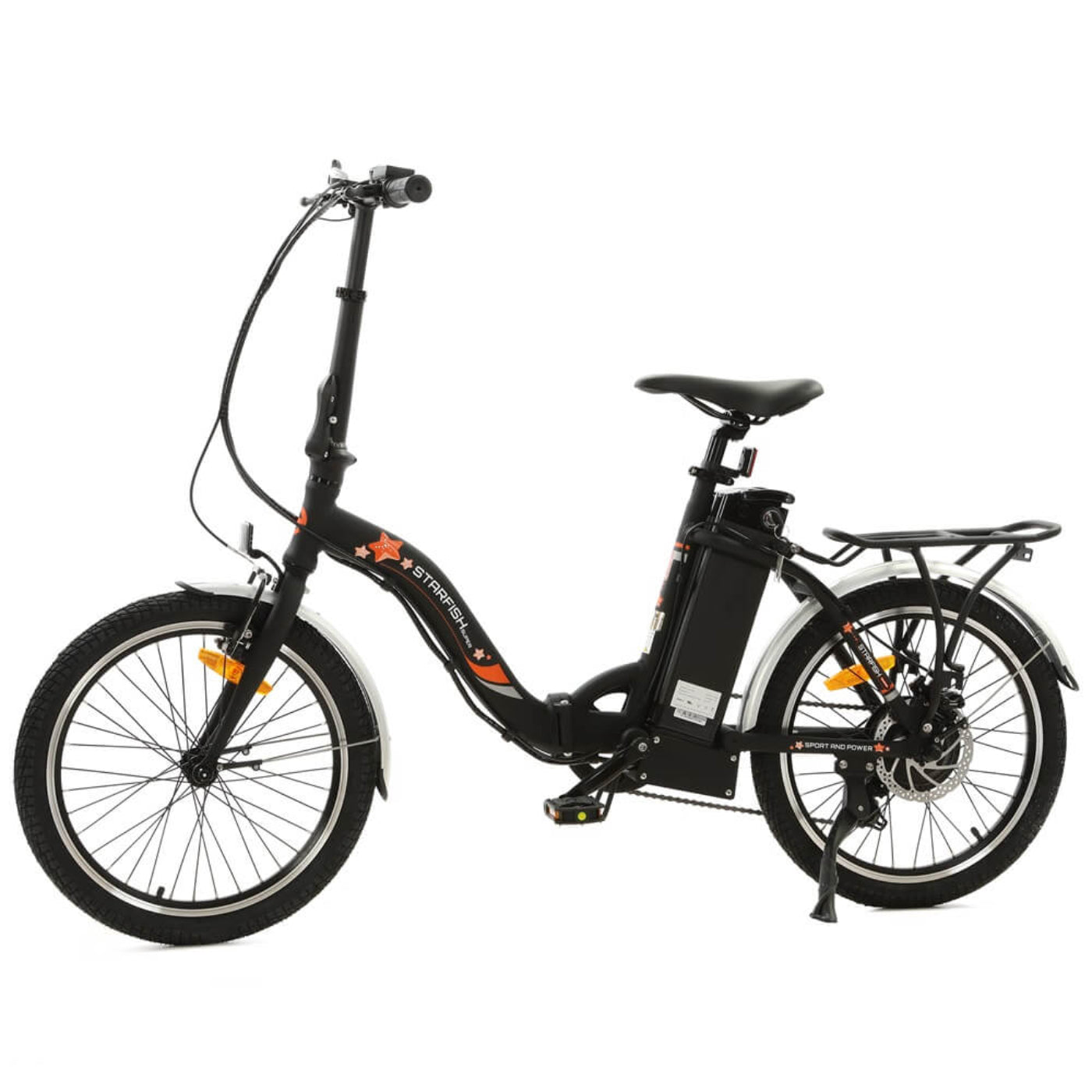 Ecotric Starfish 20inch portable and folding electric bike - Matt Black - C-NSTA20LED-MB+EB-002-EC