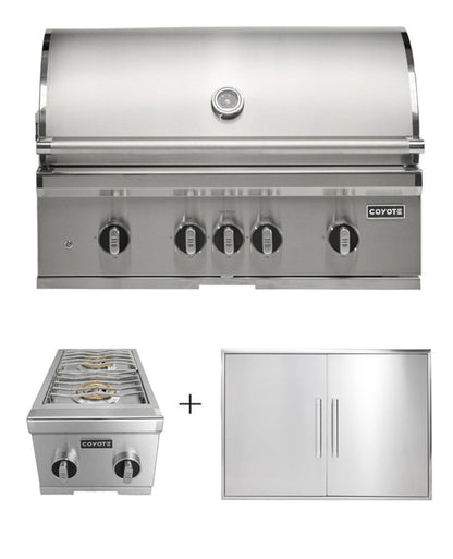 COYOTE SL-SERIES 36" GRILL PACKAGE - INCLUDES 36" SL-SERIES GRILL, 36" DOUBLE ACCESS DOOR &amp; DOUBLE SIDE BURNER - C3SL36+C3-DA2436+C3DB
