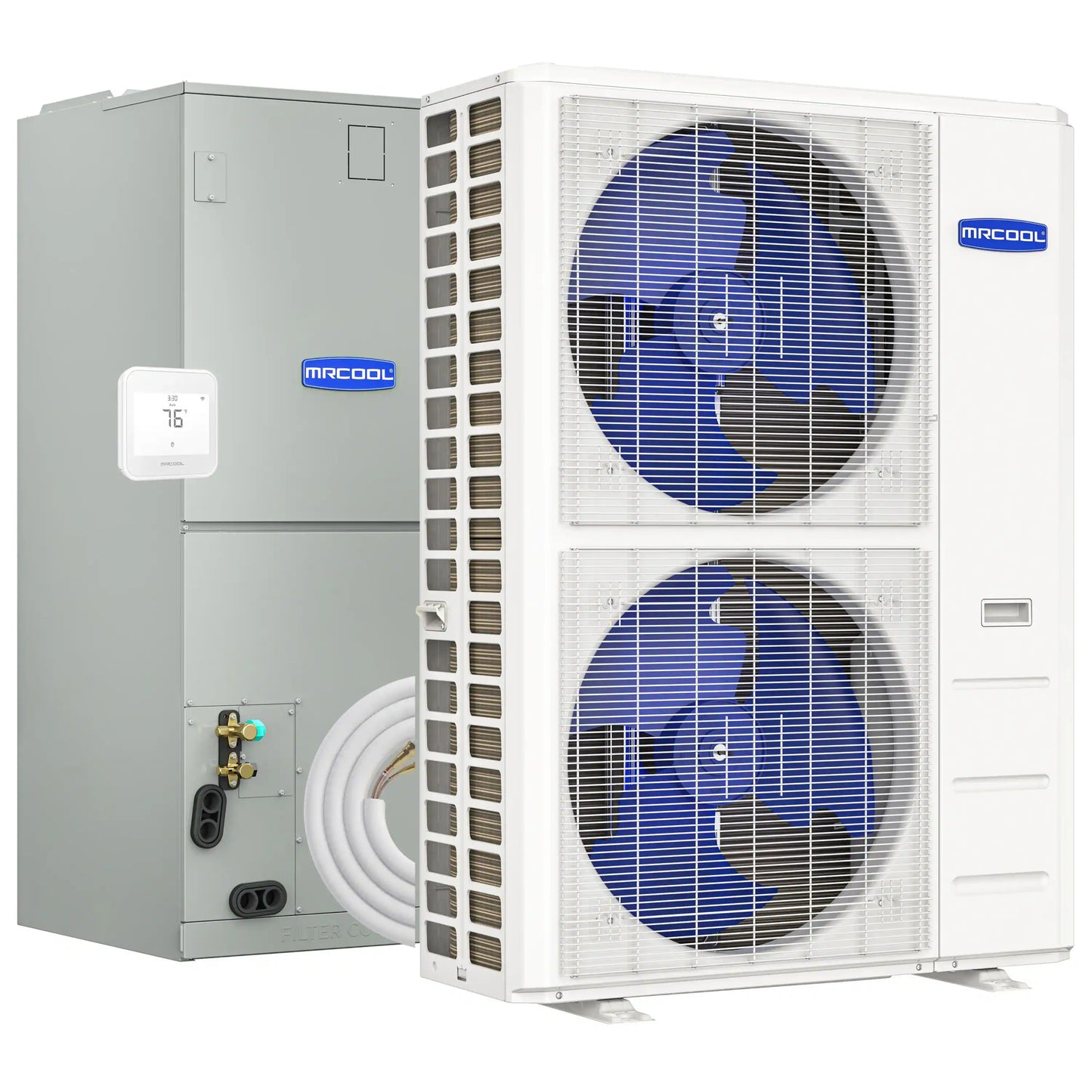 MRCOOL Hyper Heat 2nd Gen 48K BTU, 4 Ton, 16.5 SEER2 Heat Pump Condenser and Ducted Air Handler with 35 Ft. R-454B No-Vac Lineset  - CENTRAL-48-HP-230B35