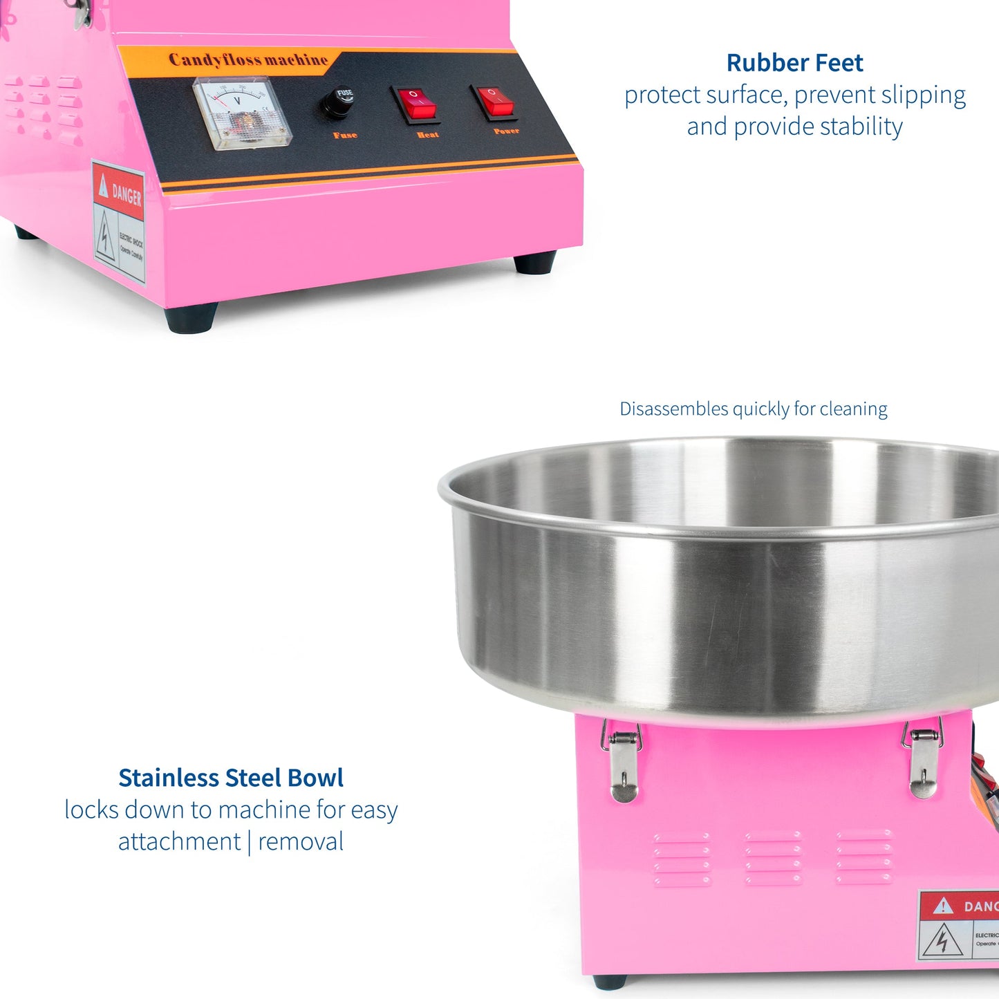 VIVO Electric Commercial Cotton Machine with Bubble Shield - CANDY-KIT-1