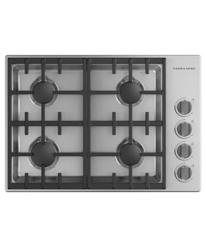 Fisher Paykel 30" Series 9 4 Burner Gas Cooktop, Natural Gas Stainless Steel - CDV3304HN