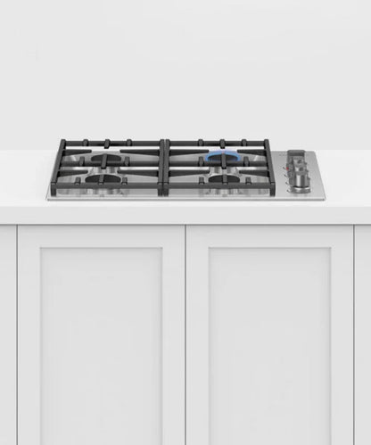 Fisher Paykel 30" Series 9 4 Burner Gas Cooktop, Natural Gas Stainless Steel - CDV3304HN