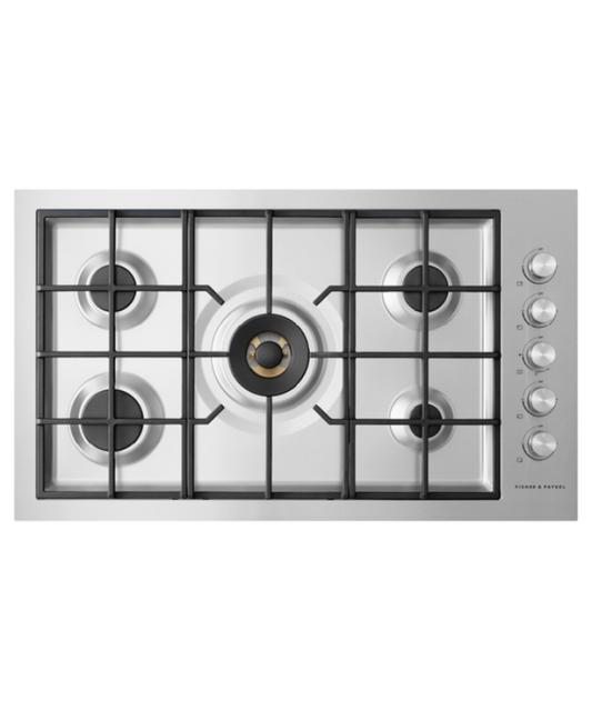 Fisher Paykel 36" Series 9 5 Burner Gas Cooktop, Natural Gas Stainless Steel - CG365DNGRX2N