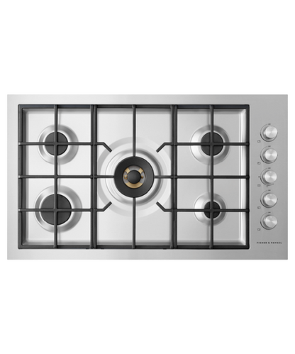 Fisher Paykel 36" Series 9 5 Burner Gas Cooktop, Natural Gas Stainless Steel - CG365DNGRX2N