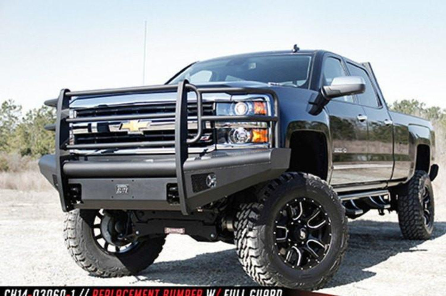Fab Fours CH14-Q3060-1 Chevy Silverado 2500/3500 2015-2019 Black Steel Elite Front Bumper Full Guard with Tow Hooks