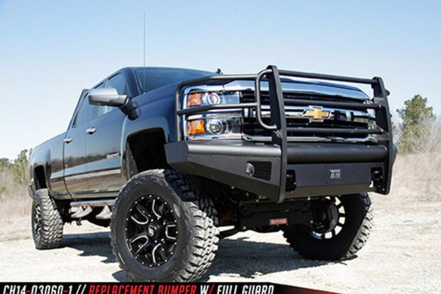 Fab Fours CH14-Q3060-1 Chevy Silverado 2500/3500 2015-2019 Black Steel Elite Front Bumper Full Guard with Tow Hooks