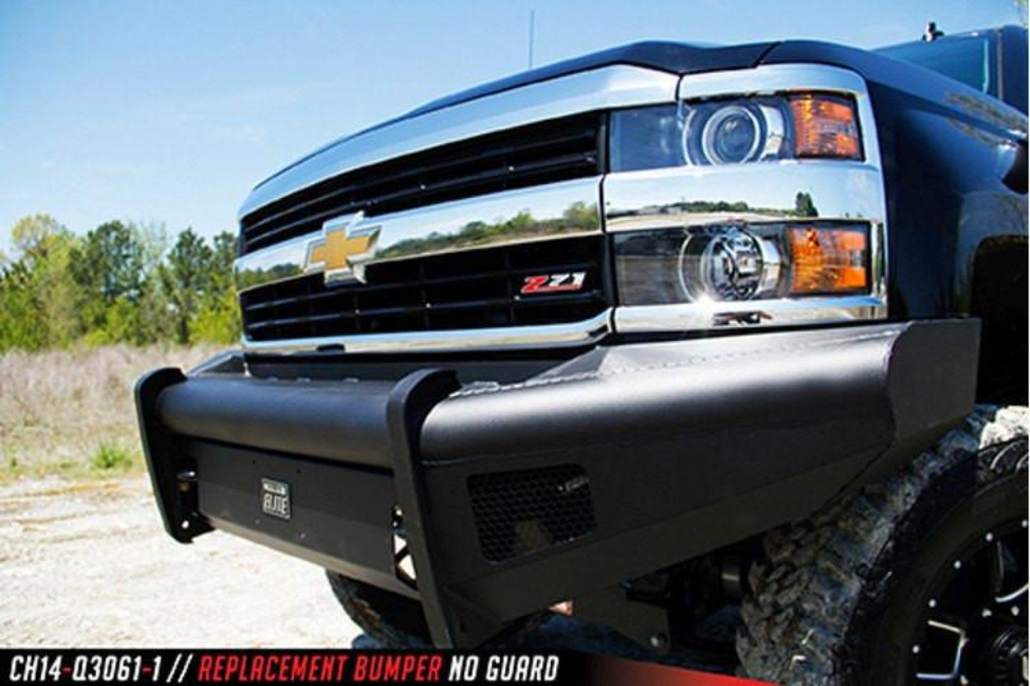 Fab Fours CH14-Q3061-1 Chevy Silverado 2500/3500 2015-2019 Black Steel Elite Front Bumper No Guard with Tow Hooks