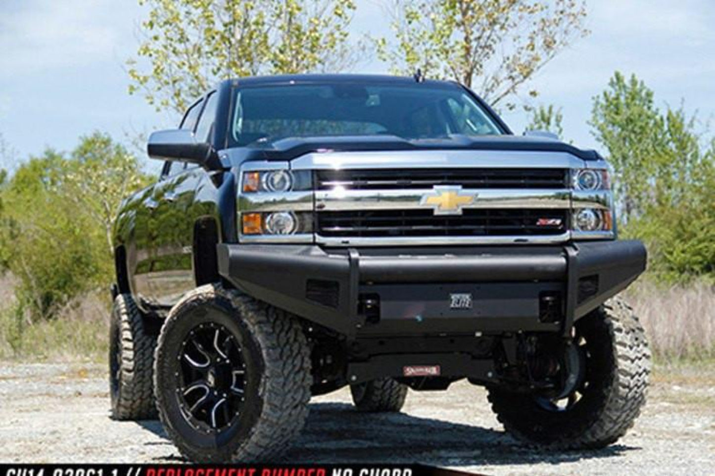 Fab Fours CH14-Q3061-1 Chevy Silverado 2500/3500 2015-2019 Black Steel Elite Front Bumper No Guard with Tow Hooks