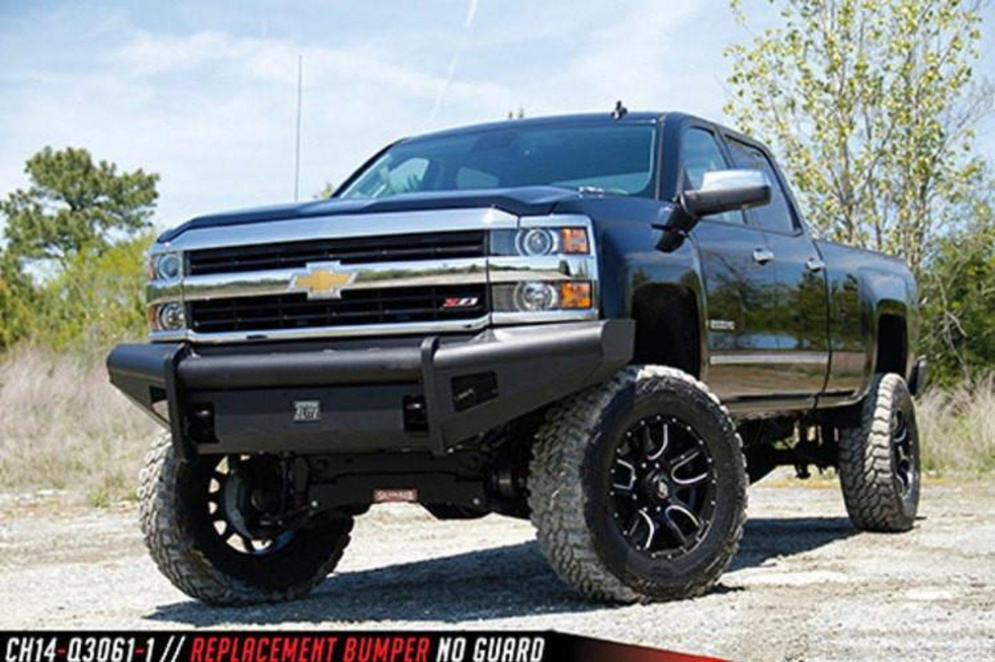 Fab Fours CH14-Q3061-1 Chevy Silverado 2500/3500 2015-2019 Black Steel Elite Front Bumper No Guard with Tow Hooks